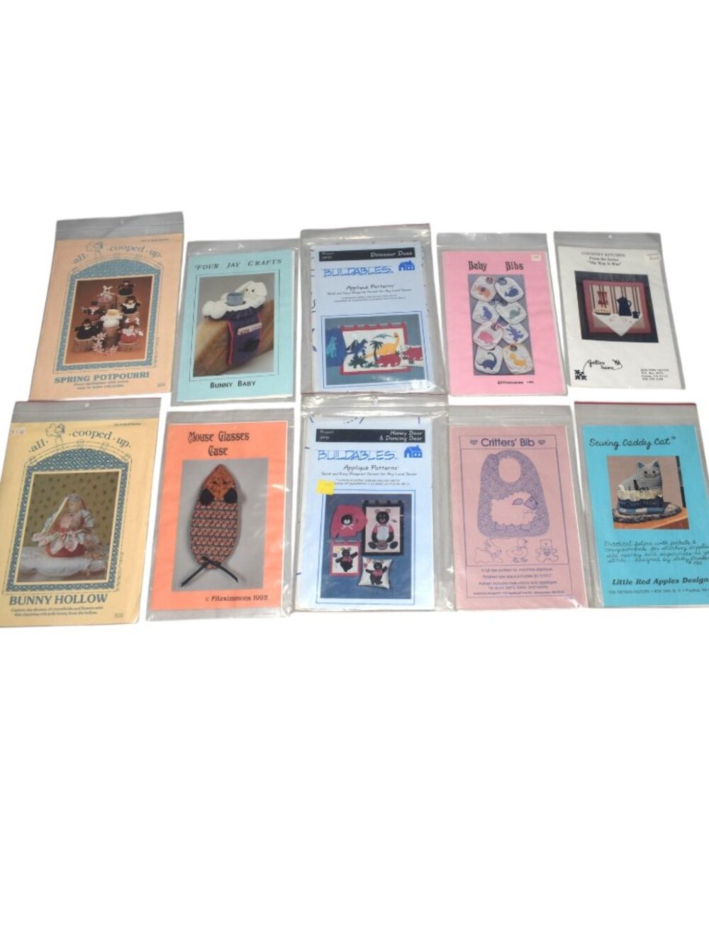 Lot of 8 Vintage 80s 90s Sewing Craft Applique Patterns Uncut